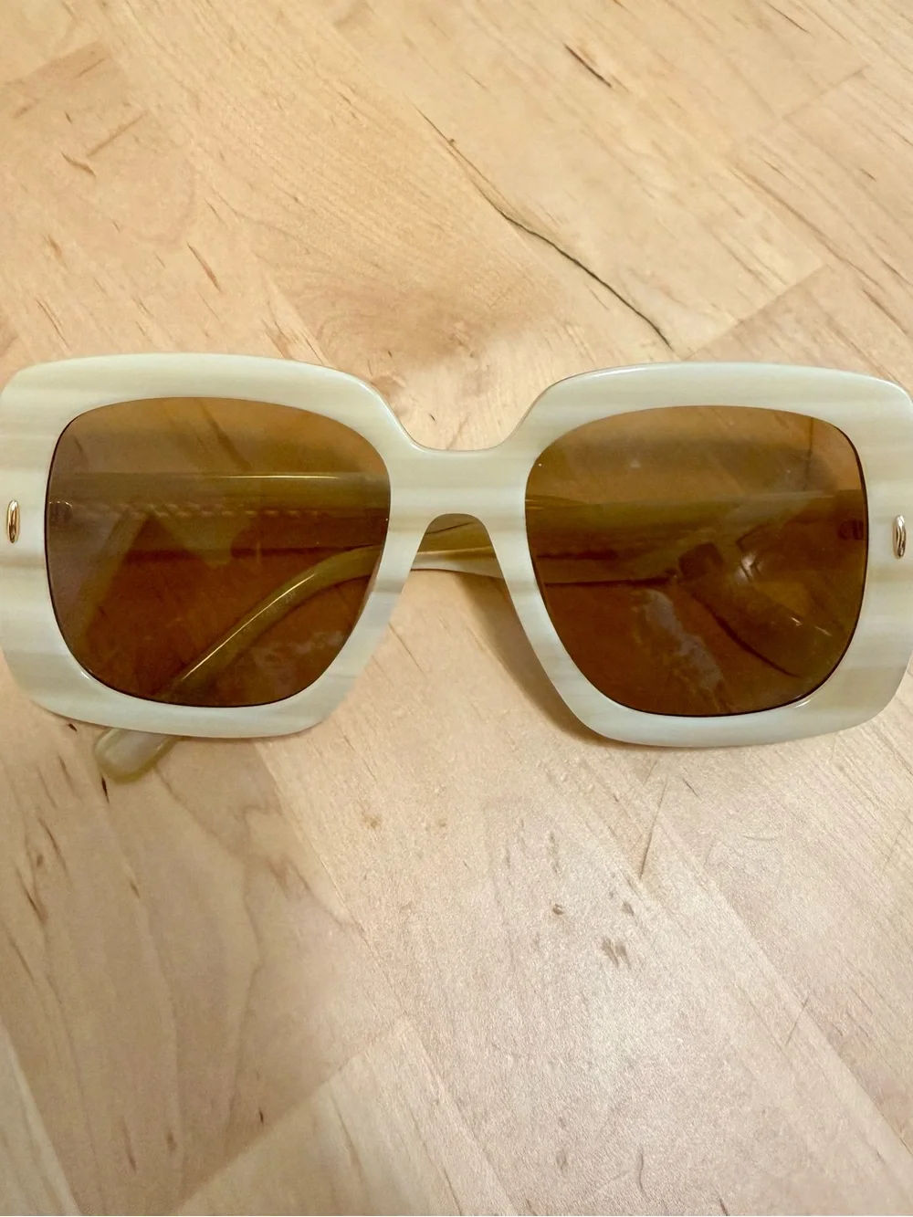 Tory Burch Oversized Square Sunglasses - Cream Frame, Brown Lenses